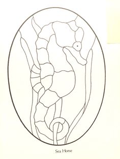 a drawing of a sea horse in a circle