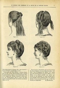 Out of the thousands of fashion plates held by the department, the ones from the 1870s and 1880s never fail to astonish with their depictions of lustrous and abundant hairstyles.  We’ve often… Pioneer Hairstyles, 1870s Hairstyles, 1880s Hair, 19th Century Hair, Edwardian Hairstyles, Victorian Hair, Victorian Hairstyles