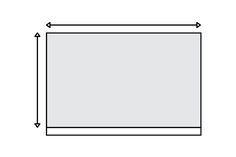 a square with an arrow pointing to the left and right side of it on a white background