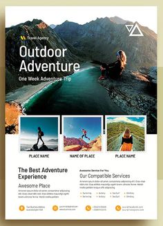 the outdoor adventure flyer is shown