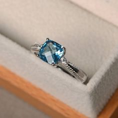 Engagement Ring With Gemstone, Luo Jewelry, Black Ring Set, Blue Topaz Rings, Ring With Gemstone, Rings Real, Spinel Stone, Topaz Rings, Swiss Blue Topaz Ring