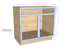 an image of a wooden cabinet with measurements for the top and bottom section on it