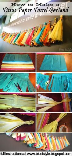 how to make a tissue paper tassel garland with pictures and instructions for making it