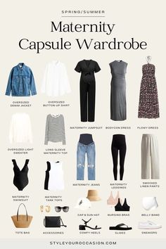 Plan your perfect minimal maternity style and pregnancy outfits with our essential maternity capsule wardrobe for 2024! This year-round pregnancy capsule wardrobe includes pregnancy clothes for fall, summer, spring, and winter. Find the perfect spring, summer, fall, and winter pregnancy outfits and maternity outfits with our complete guide to maternity style. Bump friendly outfits Capsule Maternity Wardrobe, Maternity Spring Outfits, Stylish Pregnancy Outfits, Pregnancy Capsule Wardrobe, Mum Wardrobe, Comfortable Pregnancy Outfits, Maternity Wardrobe Essentials, Pregnancy Outfits Casual