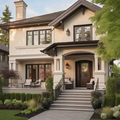 a house with steps leading up to the front door