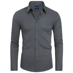 This men's long sleeve stain sheild dress shirt is fashionable and practical. Basic style button down shirts. Made of high-quality stretch fabric. Whether for formal occasions or daily casual, it is a perfect choice. Size: 2XL.  Color: Gray.  Gender: male.  Age Group: adult. Smart Long Sleeve Dress Shirt With Button Closure, Smart Long Sleeve Dress Shirt, Wrinkle-resistant Solid Long Sleeve Shirt, Wrinkle-resistant Long Sleeve Business Shirt, Slim Fit Long Sleeve Wrinkle-resistant Dress Shirt, Slim Fit Long Sleeve Dress Shirt, Wrinkle-resistant, Wrinkle-resistant Slim Fit Long Sleeve Dress Shirt, Wrinkle-resistant Long Sleeve Dress Shirt For Business Casual, Solid Color Dress Shirt For Office In Fall