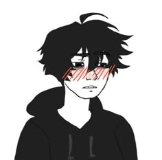 an anime character with black hair wearing a hoodie