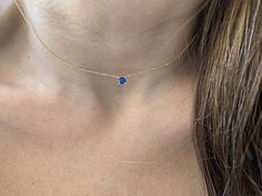 Sapphire Solitaire Necklace / Blue Sapphire Pendant / Bridal Sapphire Solitaire Necklace / Solitaire Prong Necklace / September gemstone / BRIDAL NECKLACE / Gift Idea / Layering Necklace / Delicate Diamond Necklace / GIFT FOR HER / BIRTHDAY GIFT / MINIMALIST NECKLACE / BRIDAL PARTY GIFT / WEDDING GIFT / LAYERING NECKLACE STUNNING HAND MADE SAPPHIRE PRONG SET NECKLACE YELLOW GOLD PLATED STERLING SILVER NON TARNISH RHODIUM PLATED. THE LENGTH OF THE CHAIN IS ADJUSTABLE.. CAN BE WORN FROM 15.3 TO 18 Minimalist Sapphire Jewelry With Prong Setting, Blue Birthstone Round Cut Jewelry, Dainty Blue Sapphire Jewelry, Minimalist Blue Jewelry With Prong Setting, Sapphire Jewelry As A Gift, Adjustable Blue Jewelry With Delicate Chain, Dainty Sapphire Round Jewelry, Sapphire Birthstone Jewelry For Jewelry Making, Adjustable Blue Birthstone Jewelry