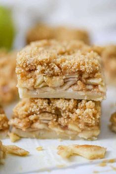 apple pie bars stacked on top of each other