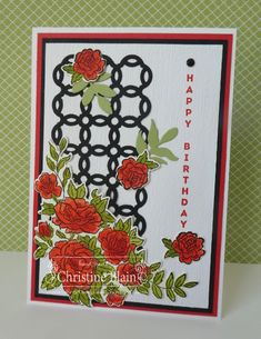 a birthday card with roses on it