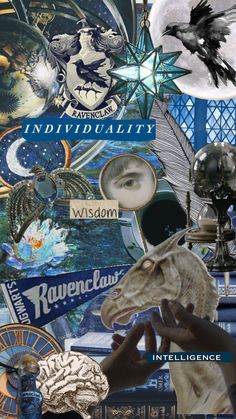 a collage of images with the words individuality written below it and an image of a person holding a bird