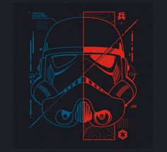 a star wars poster with the image of a stormtrooper in red and blue