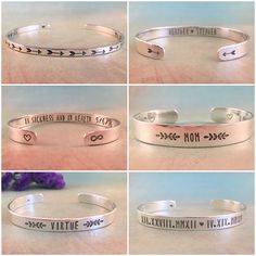 "♥︎ These personalized sterling silver cuff bracelets are made to order. Thank you for your patience and for shopping handmade! ▶︎▶︎▶︎ ABOUT THIS BRACELET ◀︎◀︎◀︎ ✺ Hand stamped and made of solid sterling silver (.925) ✺ You choose width & finish ✺ Bracelet measures 6\" long and is adjustable to fit most wrist sizes ✺ For very small wrists, you can request a 5.5\" long bracelet (or smaller) ✺ Gift wrapped for easy gift giving! ▶︎▶︎▶︎ How to Order ◀︎◀︎◀︎ 1. Choose quantity, width & finish, Stamped Sterling Silver Bangle Bracelet For Gift, Sterling Silver Stamped Bangle Bracelet For Gift, Stamped Sterling Silver Bangle Bracelet Gift, Sterling Silver Engraved Bangle For Gift, Personalized Sterling Silver Bangle Bracelet, Stamped Bangle Cuff Bracelet Gift, Sterling Silver Hand Stamped Cuff Bracelet For Anniversary, Sterling Silver Stamped Bangle For Gift, Sterling Silver Stamped Bangle As Gift