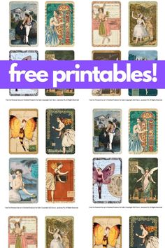 the printable tarot cards are all different colors and designs, with text that reads free