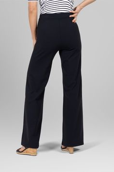 Why We Love This: Presenting our Natalie Sailor Pant —a harmonious blend of sophistication and versatility. Meticulously crafted with 4-way stretch fabric, this pull-on pant embodies effortless elegance and unparalleled comfort, elevating your style with every step. A modern twist on classic style, offering a flattering wide leg silhouette that elongates at every turn. Exude confidence and competence in our expertly designed work pants. Features: KiraGrace PowerStrong: Feels like cotton, keeps you dry High-rise, 32" inseam. Leg Opening: 23" Beautifully detailed gold button front Effortless elegant pull-on silhouette Made in USA of imported fabric Waist: High-Waisted (12" Rise) Inseam: 32" inseam, easy to hem Leg Shape: Wide leg pant Sizing: True to size Compression: Fitted through the hips Check Mark, Sailor Pants, Exude Confidence, Travel Pants, Wide Leg Pant, 4 Way Stretch Fabric, Effortless Elegance, Yoga Tops, Pull On Pants