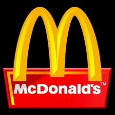 the mcdonald's logo is shown in red and yellow, with a black background