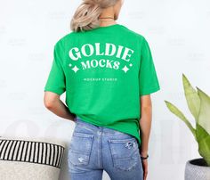 Gildan 64000 Irish Green T-Shirt Mockup - oversized fit. Simple, everyday, casual G 640 shirt. ** Kindly note, this is a digital product only, no physical item will be shipped ** Style:  Gildan 64000 T-Shirt Color:  Irish Green Size: L - The model is a regular size small and wearing a size L for an oversized fit. To view more images in this series  👉  SEARCH: GB2  👈 in our shop's search bar.  All images are photographs of real models and real products. ⭐️ YOU WILL RECEIVE ⭐️  ✔  1x High Resolu Green Casual Tops With Branding, Casual Green Shirt With Branding, Casual Green Tops With Branding, Real Model, Green T Shirt, T Shirt Mockup, Green Tshirt, Tshirt Mockup, Back View