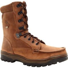 Rocky Men's Outback 8" Gore-Tex WP Hiker Boot - Brown - FQ0008729 8 / Medium / Brown - Overlook Boots Rocky Boots, Composite Toe Work Boots, Gore Tex Fabric, Light Brown Leather, Outdoor Boots, Hiking Boot, Back To Nature, Cool Boots, Waterproof Boots