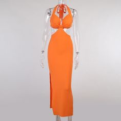 Brand Name:DGLUKESilhouette:StraightOrigin:CN(Origin)Season:SummerNeckline:HalterSleeve Style:Spaghetti StrapDecoration:Hollow OutStyle:Beach StyleDresses Length:Ankle-LengthMaterial:PolyesterMaterial:SpandexAge:Ages 16-28 Years OldProfile Type:HModel Number:Orange Green Long Evening Dress Beach Wedding Dress FLYK0303Closure Type:LaceSleeve Length(cm):SleevelessType:Neck-mountedRelease Date:Summer 2021Fabric Type:Chemical FiberGender:WOMENMaterial Composition:Synthetic FiberWaistline:empirePatte Fitted Summer Club Dresses, Summer Fitted Club Dresses, Fitted One-piece Summer Maxi Dress, Backless Summer Midi Dress For Party, Summer Backless Midi Dress For Party, Summer Party Midi Dress Backless, Non-stretch Solid Maxi Dress For Beach, Solid Non-stretch Maxi Dress For Beach, Non-stretch Solid Color Maxi Dress For Vacation