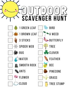 the printable outdoor scavenger hunt