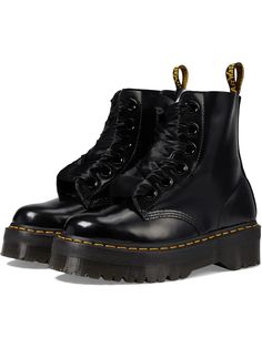 Women's Dr. Martens Vegan Sinclair | Zappos.com Leather Platform Boots With Studded Outsoles For Streetwear, Edgy High-top Wedge Boots With Lug Sole, Trendy High-top Platform Boots With Vibram Sole, Leather Lace-up Moto Boots With Chunky Platform, Leather High-top Platform Lace-up Boots, High-top Leather Footbed Platform Boots, High-top Leather Platform Lace-up Boots, Edgy Fall Platform Boots With Studded Outsoles, Edgy Studded Platform Boots For Fall