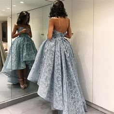 Homecoming Dresses High Low, Fancy Prom Dresses, High Low Prom Dress, Grey Prom Dress, High Low Prom Dresses, Prom Dresses 2018, Prom Dresses 2017, Sweetheart Prom Dress, Lace Prom Dress