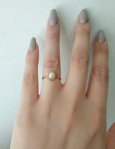 14K Gold Solitaire Pearl Ring Minimalist pearl ring Dainty | Etsy Minimal Gold Ring Design, Everyday Open Pearl Ring, Pearl Finger Ring Designs, Everyday Pearl Ring With Charm, Classic White Pearl Ring With Simple Design, Minimalist Pearl White Ring With Pearl Drop, Dainty Yellow Gold Pearl Ring For Everyday, Minimalist Pearl Rings With Pearl Charm, Classic Everyday Pearl Drop Ring