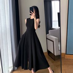 45341871505636|45341871538404|45341871571172 Acubi Fashion, Women Streetwear, Business Dress, Club Dress, Design Clothes, Summer Black, Vestido Casual, Fashion Icon, Women Long Dresses