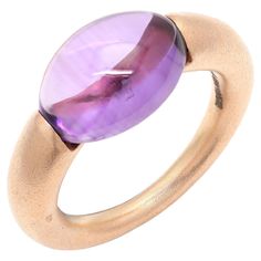 5.88 ct Amethyst Bubble Ring in 14K Gold is a perfect statement jewelry to match with every outfit of your wardrobe. It's just a simple ring and simplicity is the ultimate form of sophistication. Amethyst encourages self-control and strengthens the bond in a relationship. Designed with cabochon amethyst crafted in 14K gold that makes it a perfect fit to wear it on your wedding or style it with any of your basic outfit to give it a glam. This beautiful handcrafted masterpiece is set in 14K Solid Gold. PRODUCT DETAILS :- Material - 14K Solid Rose Gold Gemstone - Amethyst Gemstone Weight - 5.88 ct Gemstone pcs - 1 Gemstone shape - Oval Gemstone size - 13 x 10 mm Gross Weight - 7.58 Grm Shank width - 3 mm Setting - Half Bezel setting We can customize the Gold Gemstone Ring according to your sp Half Bezel Setting, Half Bezel, Bubble Ring, Gold Gemstone Ring, Simple Ring, Self Control, In A Relationship, Rings Simple, Amethyst Gemstone