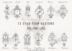 12 star sign designs svg - png - jpegs