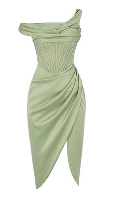 PISTACHIO ASYMMETRIC DRAPE MIDI CORSET DRESSIntroducing our stunning and stylish one-shoulder drape midi corset dress in a delicate sage tone. This dress is designed to make you feel confident and elegant at any event. Here's what sets it... Midi Corset Dress, Corset Dresses, Plus Size Corset, Velvet Midi Dress, Woman Dresses, Puff Long Sleeves, Long Sleeve Maxi, Plus Dresses, Sweater Blouse