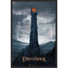 the lord of the rings poster with an orange eye on it's head and handwritten