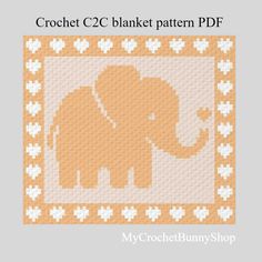 an elephant is shown in the center of this crochet pattern for a blanket