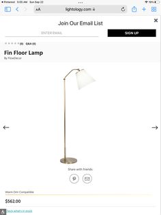 the floor lamp is on sale for $ 600