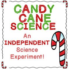 a candy cane science experiment with the words, candy cane science an independent science experiment