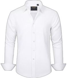 Wrinkle-resistant Solid Long Sleeve Shirt, White Casual Business Tops, White Casual Business Tops With Collar, White Business Tops With Casual Collar, Fitted White Shirt With Casual Collar, White Casual Collar Tops For Business, White Fitted Shirt With Casual Collar, Elegant Long Sleeve Wrinkle-resistant Tops, Fitted Shirt With Casual Collar