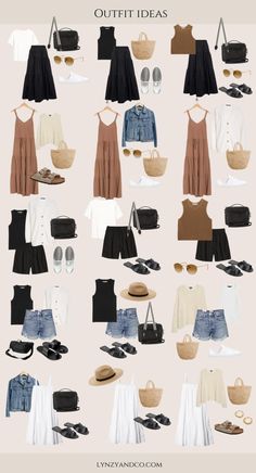 Nice Dinner Outfits Spring, Women’s Fashion 2024 Spring, Capsule Wardrobe With Dresses, Minimalist Boho Outfits, Europe Travel Outfits Summer Italy Capsule Wardrobe, Casual Holiday Outfits Summer, Summer 2024 Capsule Wardrobe, Summer Office Outfits Work Chic, Spring Capsule Wardrobe 2024