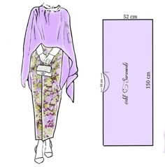 a drawing of a women's kimono with the measurements shown