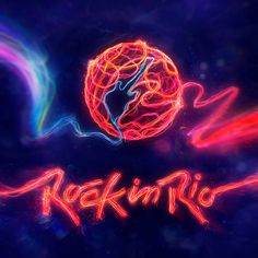 the word rock'n'roll written in neon colors on a dark background with bright lights