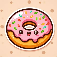 a donut with pink icing and sprinkles