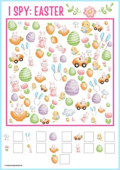 Get ready for Easter fun with our adorable Free Printable Easter I Spy Activity Page! Keep the kids entertained with this engaging game while you prepare for the holiday festivities. Download now and enjoy a delightful Easter-themed activity. 🐰🥚 I Spy Game, fun brain buster for kids. Easter themed printable. #EasterActivities #PrintableFun #KidsCrafts #FreePrintables Fun Brain, Easter Theme, Easter Coloring Pages