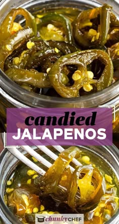 two glass jars filled with pickled jalapenos