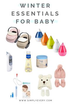 the contents of a baby's winter essentials for babies are shown in this image