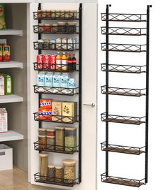 PRICES MAY VARY. Maximize Vertical Space: Too many bottles and cans and no place to put them? Are the pantry too small? Our 8-Tier over the door pantry organizer is perfect for small kitchens or those with limited storage space, allowing you to store more items.(Only takes 10 minutes to install) Strong & Durability: Made with high-quality carbon steel and wood, each layer can bear a maximum weight of 22lbs, and is not prone to deformation and rust. The tray is a complete piece of wood with no gaps, making it easy to store small jars and easier to clean. Multifunctional Door Organizer: In addition to spices, cans, and bottles, it can also store rolling papers, toiletries, cleaning supplies, and anything else you want to store. It can be used in pantry, cabinet, bathroom anywhere there is a Spice Rack Door, Kitchen Pantry Door, Door Organization, Door Pantry Organizer, Hanging Spice Rack, Kitchen Pantry Doors, Storage For Kitchen, Pantry Organizer, Over The Door Organizer