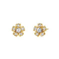 18 karat yellow gold Gemstone centers 0.35-0.40 carat approx. Diamonds 0.30 carat approx. Post backs for pierced ears Length 0.4 inch / Width 0.4 inch approx. Light Blue Sapphire, Earrings Sparkle, Diamond Color Grade, Flower Stud Earrings, Sparkle Earrings, Flower Stud, Gold Light, Diamond Flower, Champagne Diamond