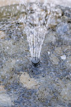 a water fountain spewing out from it's side