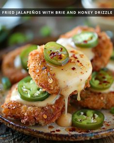 fried jalapenos with brie and honey drizzled on top