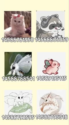 some pictures of different animals with numbers on them