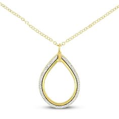 This gorgeous Italian-made necklace for her features a teardrop pendant design embellished with a trim of glitter. The 14K yellow gold pendant sways from an 18-inch cable chain and secures with a spring ring clasp. Gold Drop Necklace With Diamond Accents, Gold Teardrop Pave Jewelry, Gold Teardrop Jewelry With Pave Setting, Gold Teardrop Pave Set Jewelry, Gold Teardrop Pendant Diamond Necklace, Gold Diamond Necklace With Teardrop Pendant, Gold Drop Necklace With Diamond Accents In Teardrop Shape, Gold Teardrop Pendant Drop Necklace With Diamond Accents, Gold Teardrop Necklace With Diamond Cut