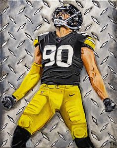 a painting of a football player in uniform